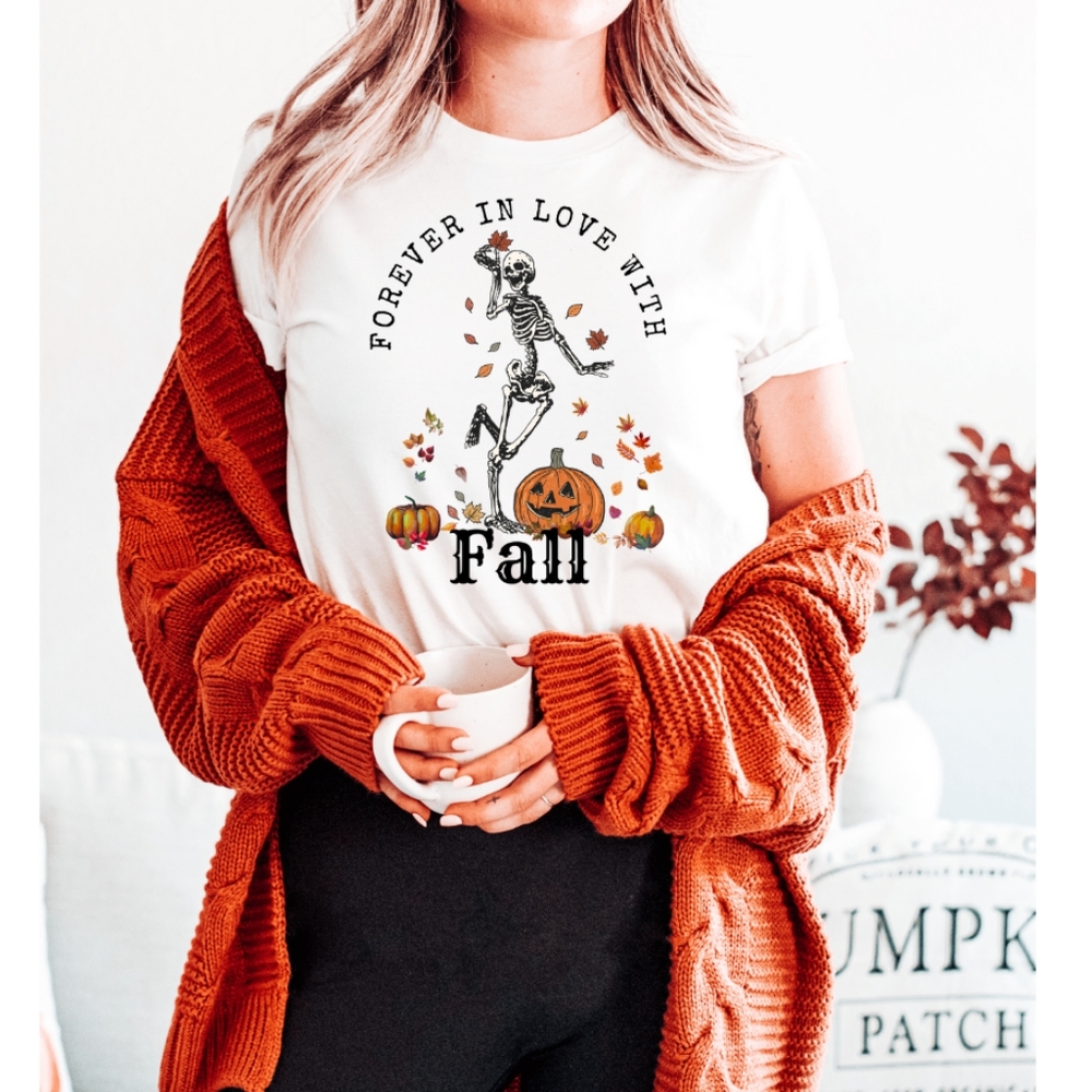 Fall Shirt, Forever in Love with Fall Shirt, Skeleton Shirt, Cute Fall Shirt